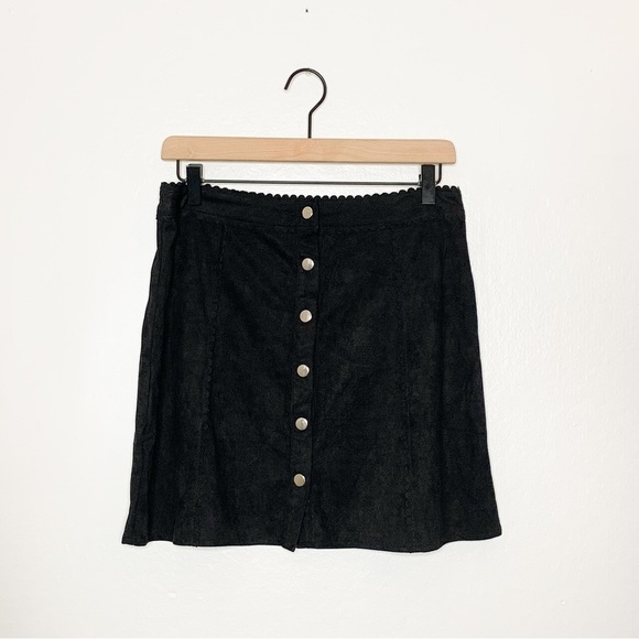 Francescas Mi Ami Black Faux Suede Mini Skirt Large L - Picture 2 of 7